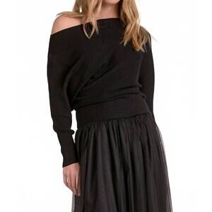 NEW ELAN saffron off the shoulder sweater in black